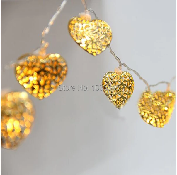 Сказочная светодиодная гирлянда с серебряным сердцем 3 м 20 светодиодов