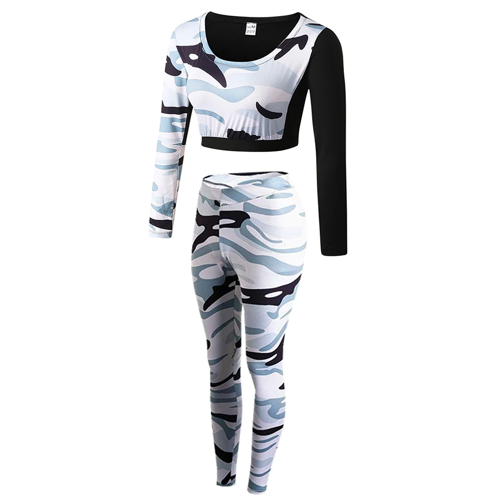Для женщин Фитнес йога спортивный женский камуфляж Тренажерный зал Спортивный