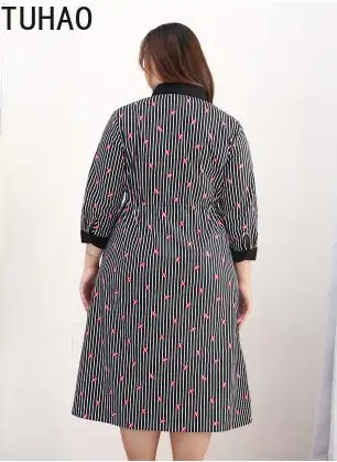 Женское длинное офисное платье TUHAO элегантное в полоску размера плюс 10XL 8XL 6XL
