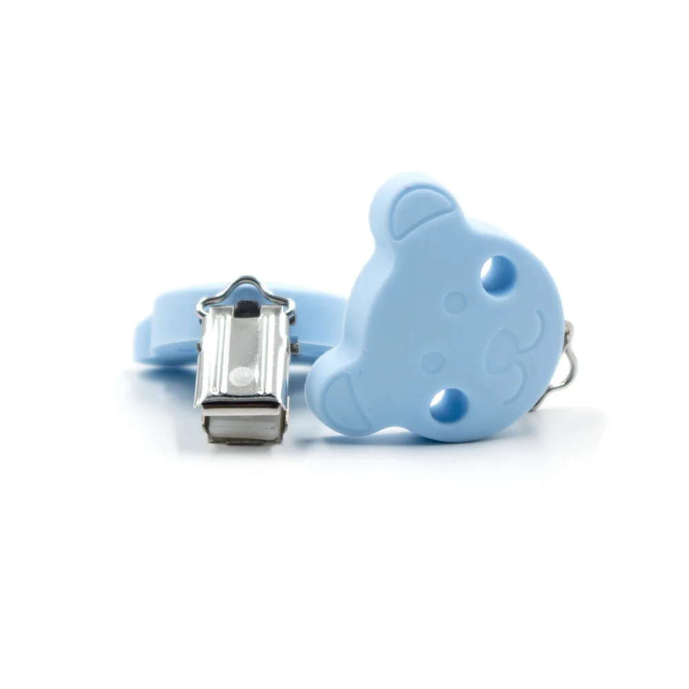 Pastel Blue 3 шт медведь Силиконовая прищепка для соски из нержавеющей пустышки детская цепочка для прорезывателя держатель пустышка для младенца игрушки Детские продукты Прорезыватель застежка - Цвет: Pastel Blue