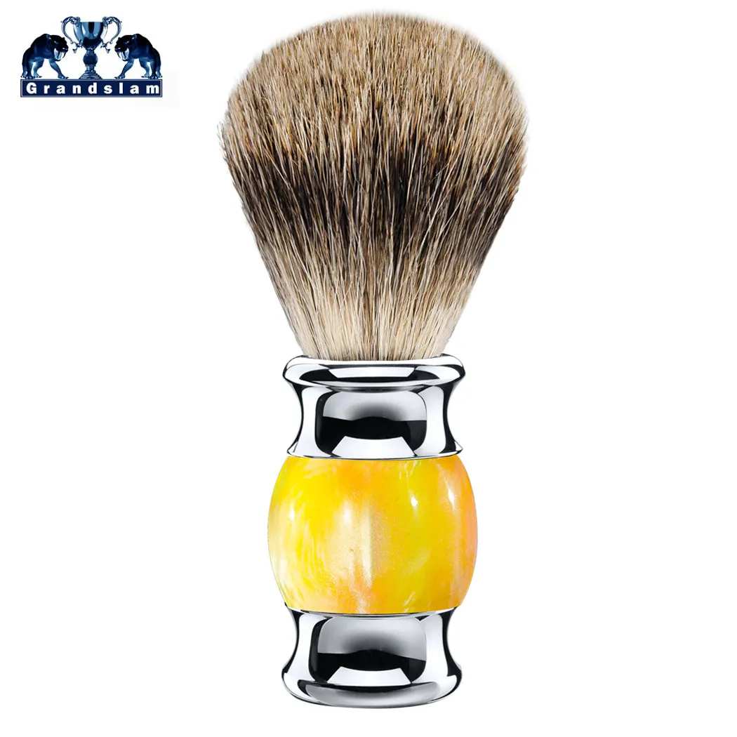 Yellow Brush Grandslam, лучшая щетка для бритья из барсука, Мужская очистка, очистка лица, бритва с двойным краем, безопасная прямая Классическая бритва - Цвет: Yellow Brush