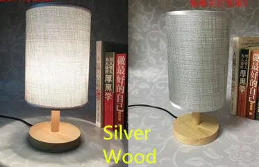 Silver Wood Деревенская Настольная лампа с деревянным основанием полотняный абажур E27 держатель светодиодный светильник креативные настольные лампы, праздничные прикроватные светильники для дома - Цвет абажура: Silver Wood