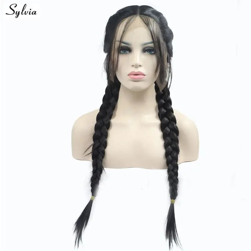 Sylvia #2 плетеные парики 2 * твист косички синтетические кружева спереди парик