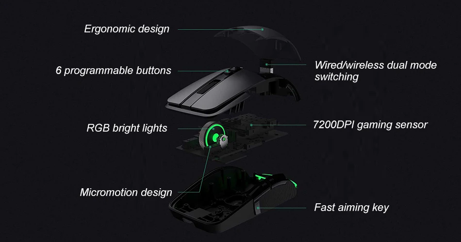Оригинальная игровая мышь Xiaomi, проводная мышь, геймер, 2,4G, игровая мышь Mause, USB, проводная, двойной режим, 7200 dpi, Мыши для ПК, ноутбука, ноутбук для геймеров