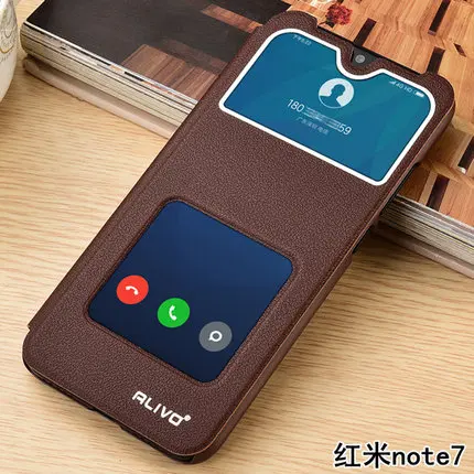 for Xiaomi Redmi Note 7 Case Luxury Window View Flip Stand PU Leather Cover Coque For Redmi Note7 Protector Phone Case#VA