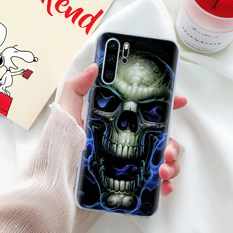 Мрачный смерть с косой Скелет Роскошный чехол для телефона для huawei P30 P30 Pro P9 P10 P20 Lite P Smart плюс вид 20 Жесткий задний Чехол бант