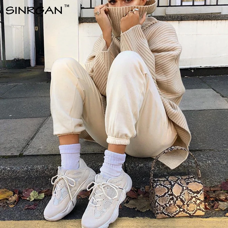 SINRGAN 2020 Winter Turtleneck streetwear Women Jumper Sweater Batwing Sleeve Knitted Loose Pullover | Женская одежда