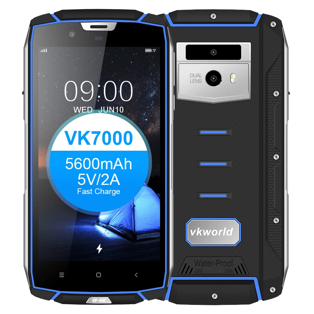 Vkworld VK7000 IP68 мобильный телефон 5600 мАч 5 2 "MTK6750T быстрый/Беспроводной заряжать Android