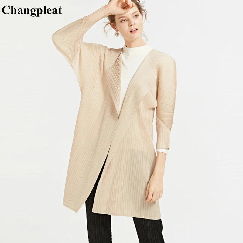 Женский Тренч Changpleat однотонный с рукавом летучая мышь плиссированный большого