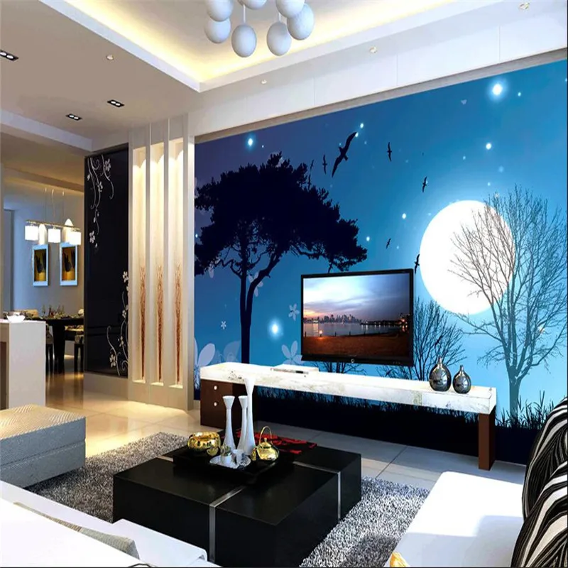 home decor Photo backdrops wallpaper for living room Night Moon Star Tree office bathrooms wall mural murals-3d paper | Обустройство