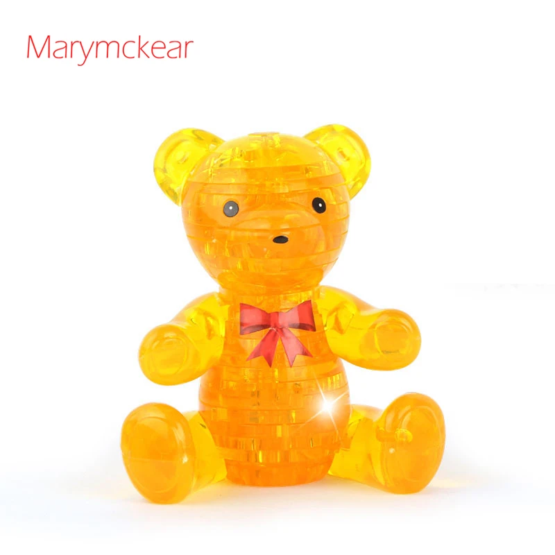 Милый мультяшный медведь 3D пазлы в розовом/желтом головоломка игрушка Кристалл головоломка игрушки для детей головоломка 3d обучающая игрушка