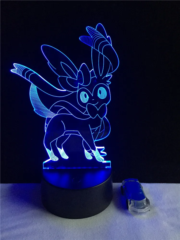 Покемон Игры Eevee Sylveon 3D лампа Kawaii Мультфильм Рисунок USB светодиодный ночник Иллюзия лампы Рождественский подарок Лава дома настроение Декор