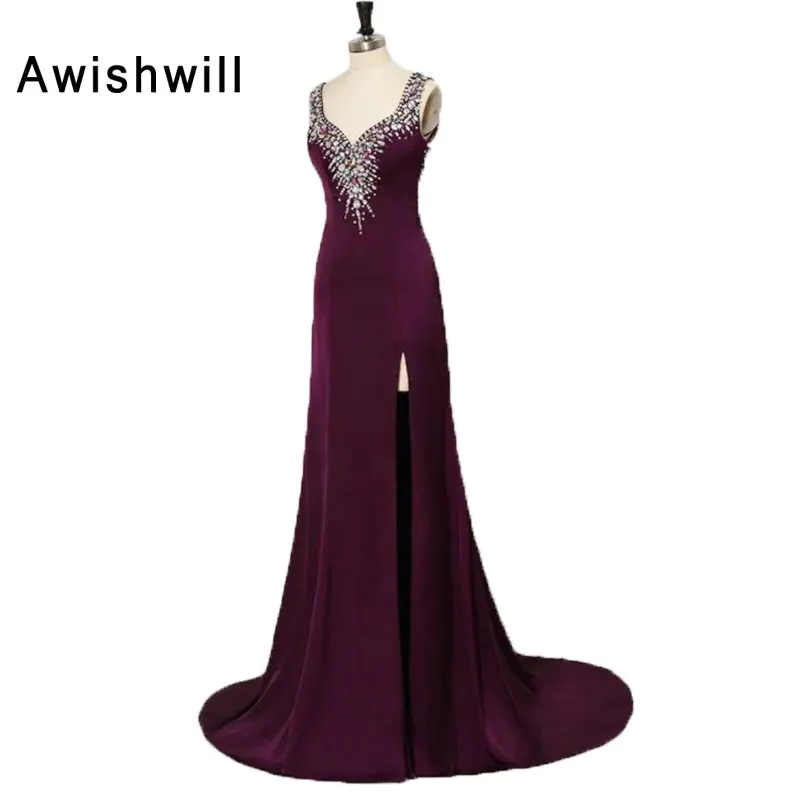 

Женское блестящее платье с бисером, вечернее платье с разрезом спереди и открытой спиной, 2020