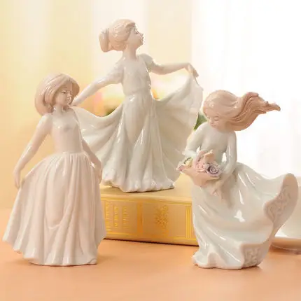 Handmade Ceramic Small Decoration Porcelain Girl Figurines Creative Home Ornaments New House Gift | Дом и сад