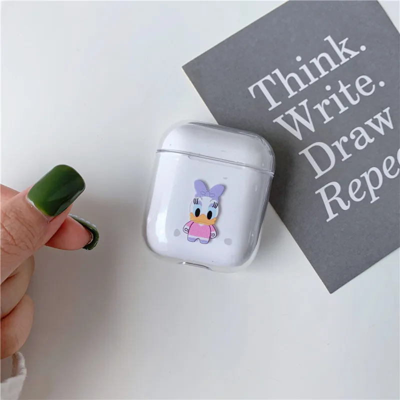 Прозрачный чехол с рисунком Микки и Минни для airpods, Bluetooth, беспроводная гарнитура, набор для airpods 1/2, милый Жесткий Чехол для зарядки