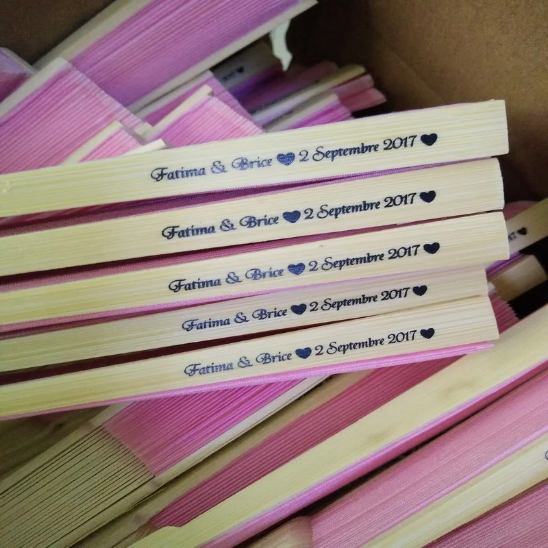 

60PCS Personalized Chinese Folding Bamboo Fan Hand Foldable Fans Wedding Souvenirs Customized Printing Cheap Fan Drop Shipping