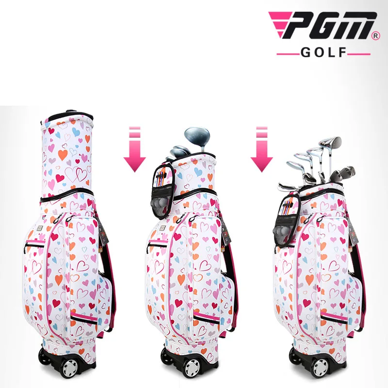 PGM High Quality Womens Sports Bag Standard Retractable Wheel Bag Travel Multi-function Korean Version of The Telescopic Package