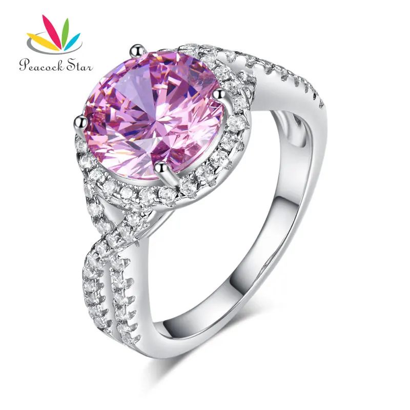 

Peacock Star 3 Carat Fancy Pink 925 Sterling Silver Twisted Vine Wedding Engagement Luxury Ring Promise Anniversary CFR8242