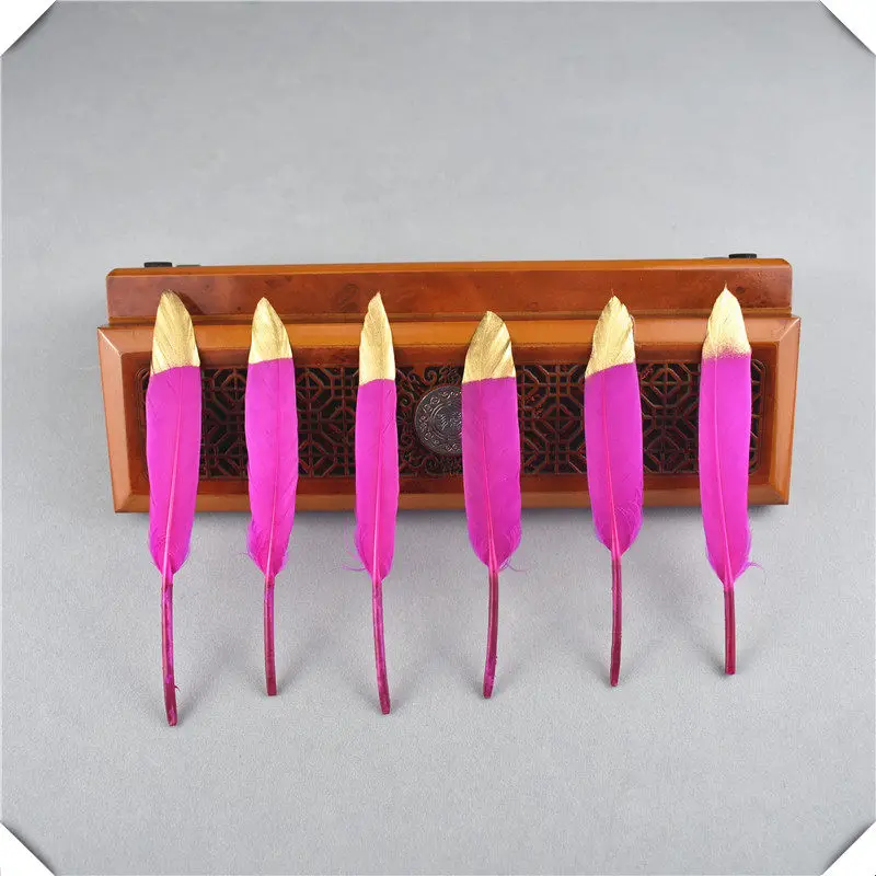 Rose Red Gold Высокое качество окунутое золото натуральное окрашенное утиное перо 20 шт 10-15 см DIY Перья для рукоделия Декор Перья для изготовления ювелирных изделий - Цвет: Rose Red Gold