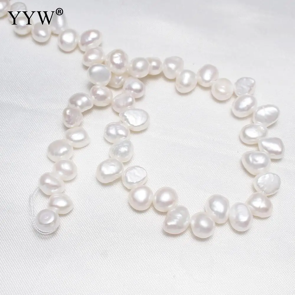 Бусины из пресноводного жемчуга для выращенного картофеля YYW натуральный белый