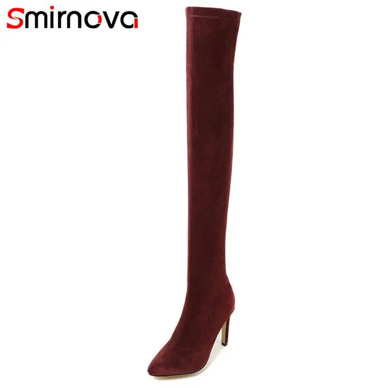 Smirnova 2018 г. лидер продаж модные женские сапоги выше колена на молнии тонком