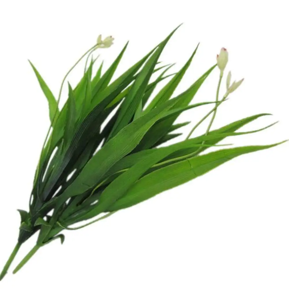 

6pcs Plastic orchid Plant leaf bunch artificial Greenery with Flower Heads 13" for wedding Home Floral decorative flower