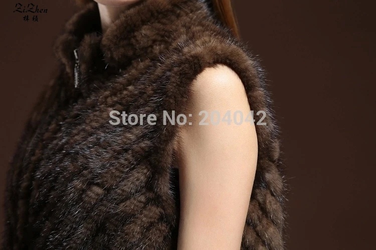 Женский натуральный вязаный жилет из меха норки осенне зимний настоящей женский