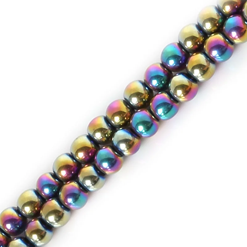 Горячая продажа 6 мм гематит круглые бусины черный/золотой/радужный/серебряный