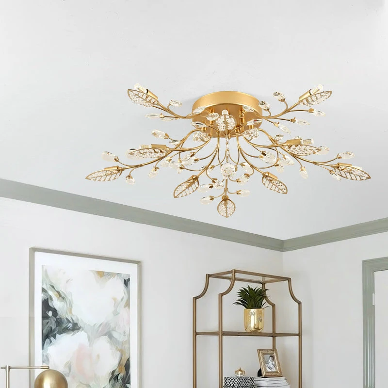 Американский кантри Винтаж кристалл потолочный светильник филиал гостиной