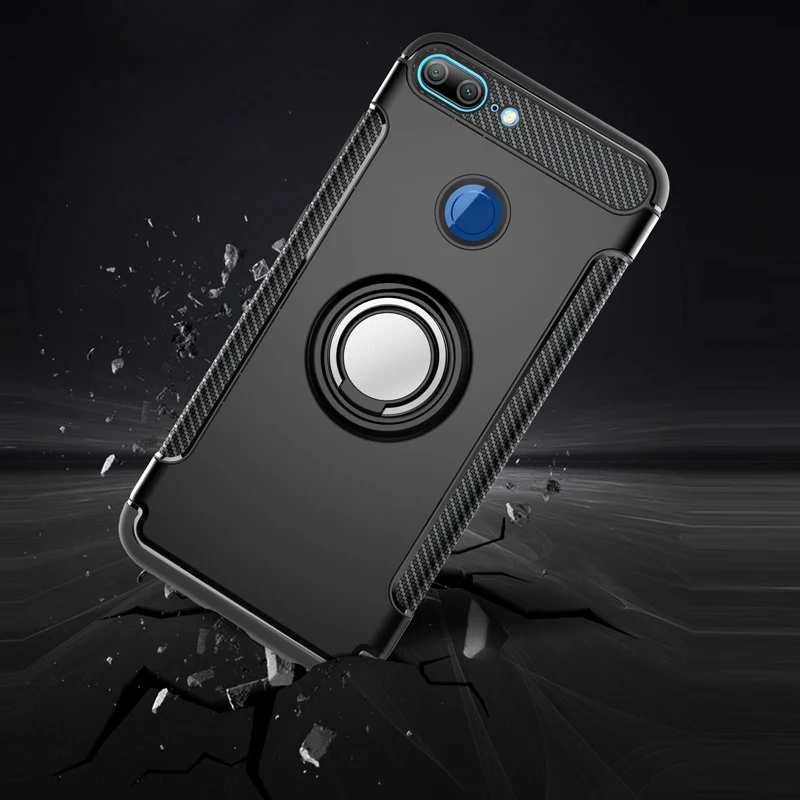 Чехол-подставка для Huawei Honor 9 Lite металлическое кольцо-держатель чехол для телефона Honor9 Lite LLD-L31 LLD-L22A Жесткий ПК и ТПУ чехол на бампер Fundas
