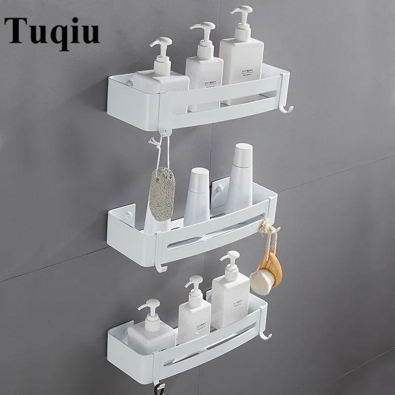 three tier square Настенный белый алюминий ванная комната мыльница для ванной душ полка для ванной шампунь держатель Корзина держатель угловая полка - Цвет: three tier square