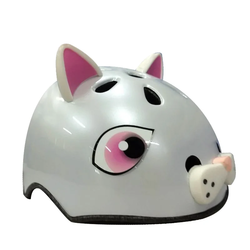 Silver cat От 3 до 8 лет, детские велосипедные шлемы, велосипедные штаны, Лонгборд/скейтборд, детский шлем с изображением животных, динозавр, Акула, лиса, милый - Цвет: Silver cat