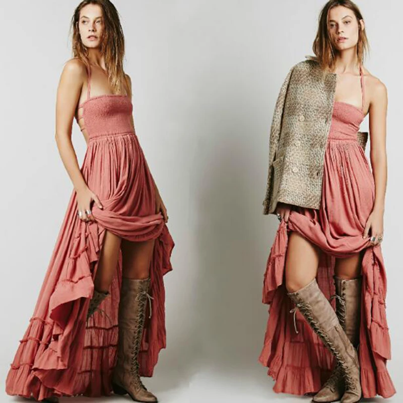 Женское летнее платье макси с лямкой на шее|vestidos mujer|dresses sexy dressbeach dress |