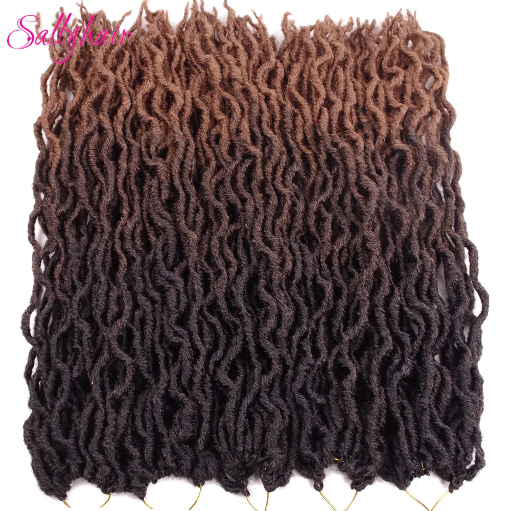 Sallyhair вязанные косички для наращивания волос 24 пряди/упаковка Faux locs Curly Ombre синтетические плетеные волосы 18 дюймов