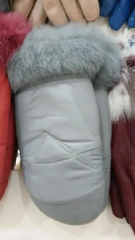 light grey Harppihop Новинка зимы Для женщин из натуральной кожи перчатки мех кролика митенки Перчатки без Пальцев толстые Термальность перчатки - Цвет: light grey