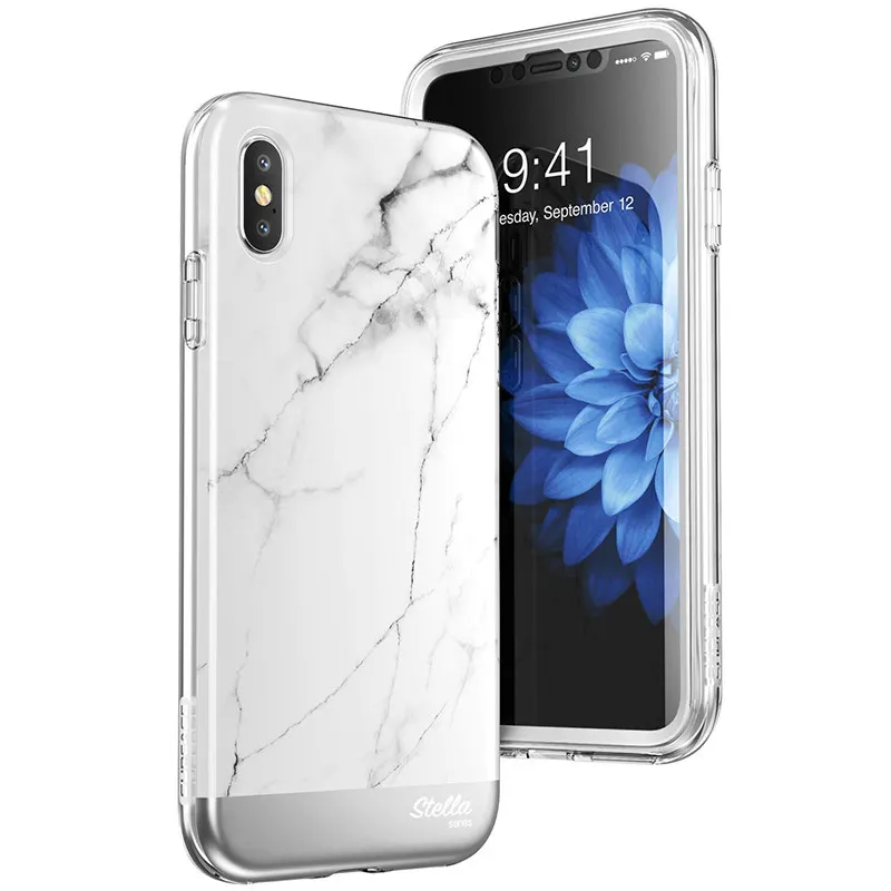 For iPhone Xs Case SUPCASE UB Stella Premium Hybrid Marble Shinning Glitter X with Built-in Screen Protector |