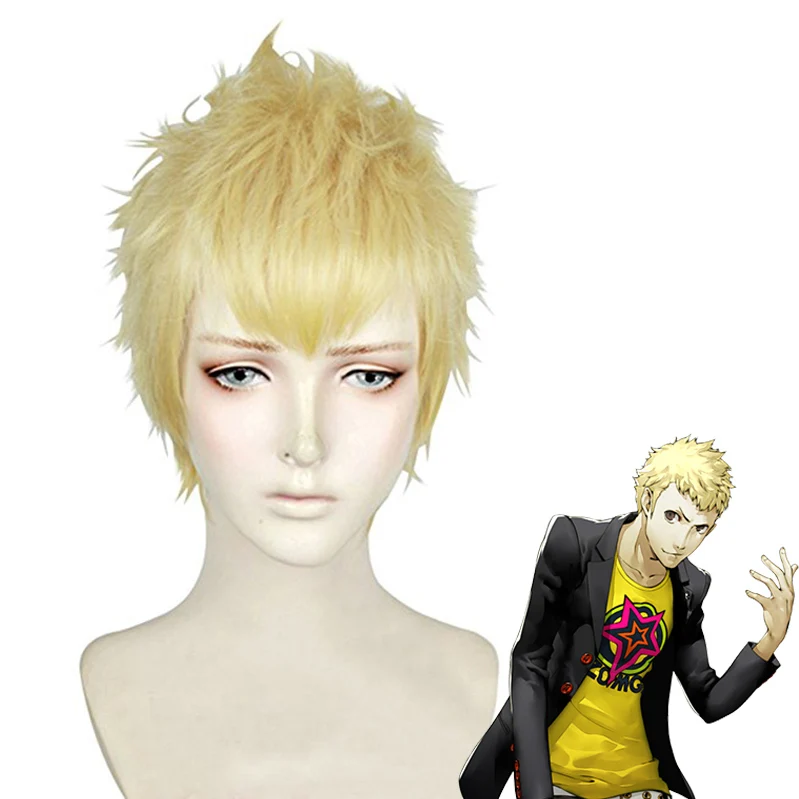 Парик для косплея P5 Persona 5 Ryuji Sakamoto короткие термостойкие волосы светлые