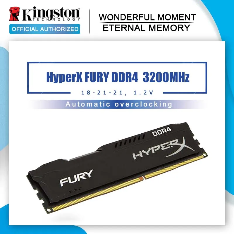 Оригинальная оперативная память kingston HyperX FURY DDR4, 3200 МГц, 8 ГБ, 16 ГБ, оперативная память для настольных ПК, CL18 DIMM, 288-pin, внутренняя память для настольных ПК для игр