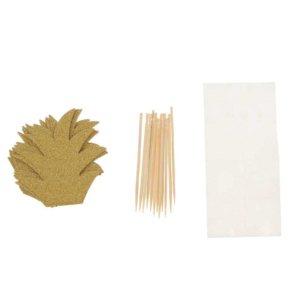 24pcs Glitter Pineapple Cupcake Pick Cake Topper Birthday Party Decor Gold | Decorating Supplies