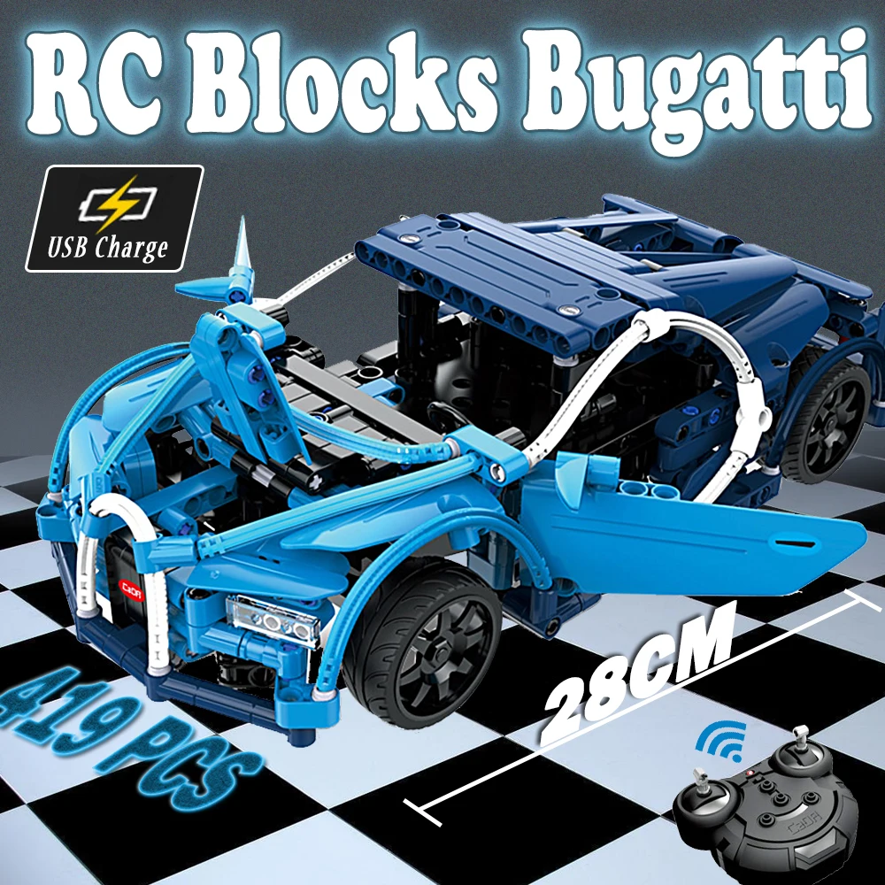 Legoing 419 шт. Building Block дистанционное управление RC Bugatti Дракон модель гоночной машины