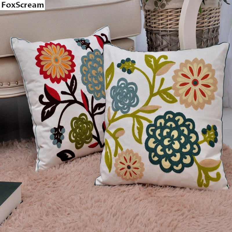 Цветочные подушки с вышивкой декоративные цветочные Наволочки домашний декор