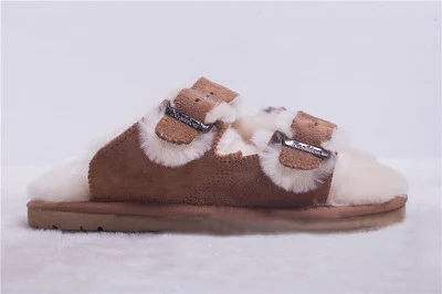 Женская Натуральная овечья кожа тапочки с овечьим мехом сезон зима осень весна