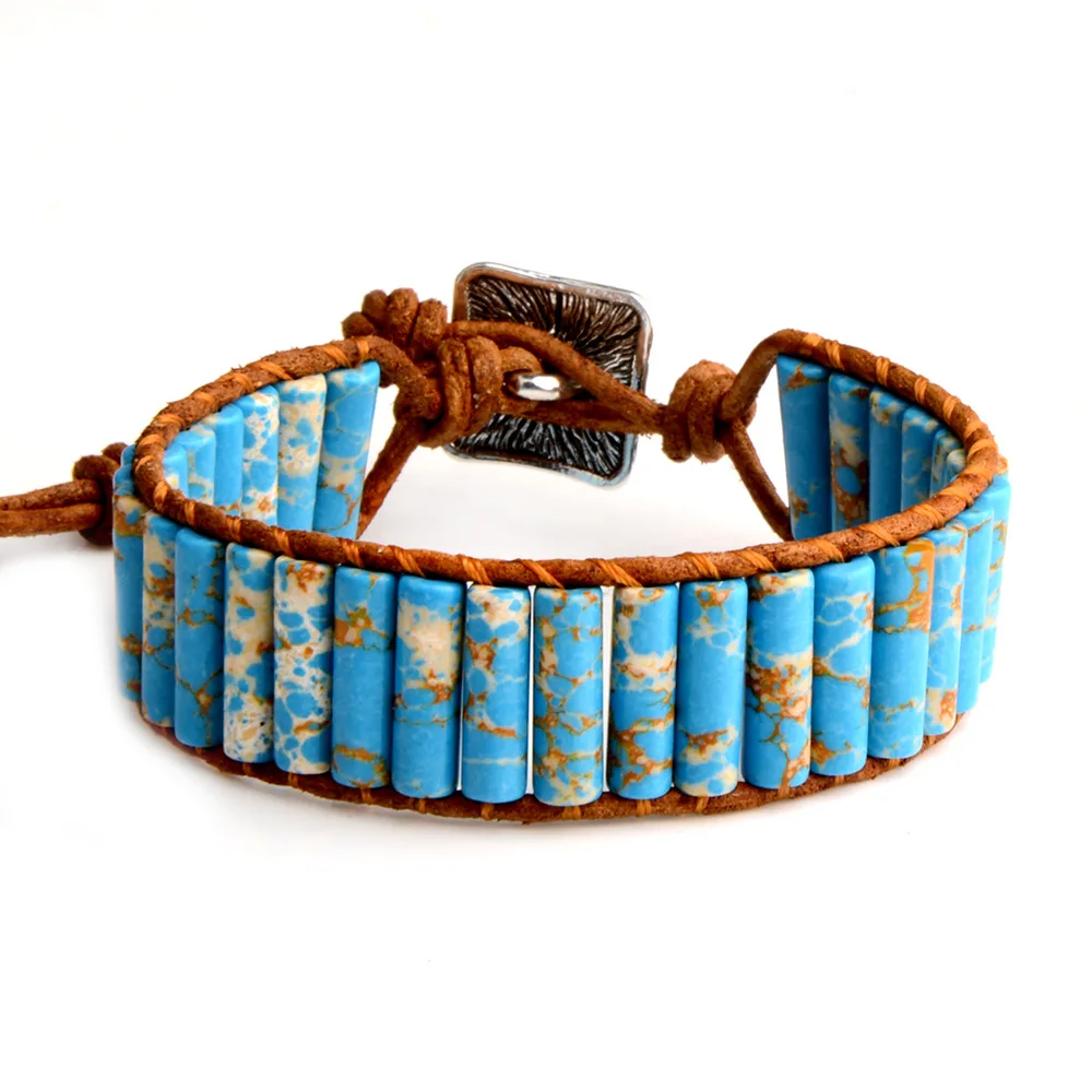 LFPU ручной работы чакра натуральный камень кожаный браслет Богемия подлинный