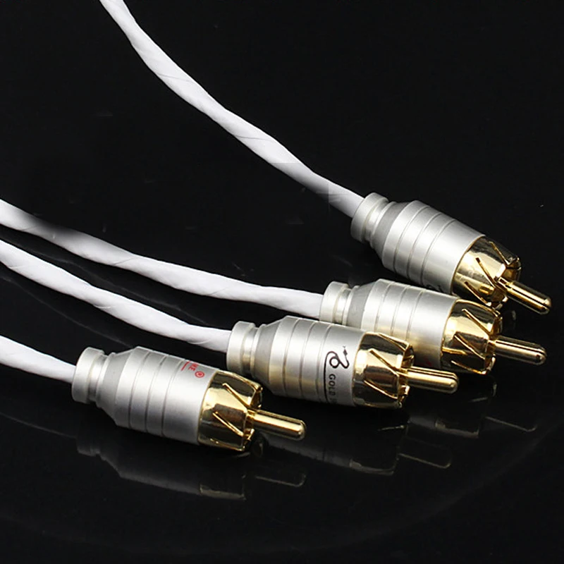 

Pair Hi-End silver plated Hifi audio cable 2RCA to 2RCA audio signal amplifier line Interconnector Speaker cable