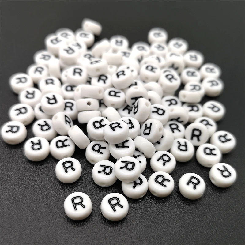 4x7mm Letter R Oblate Alphabet Beads Acrylic For Jewelry Making DIY Bracelet Necklace Accessories | Украшения и аксессуары