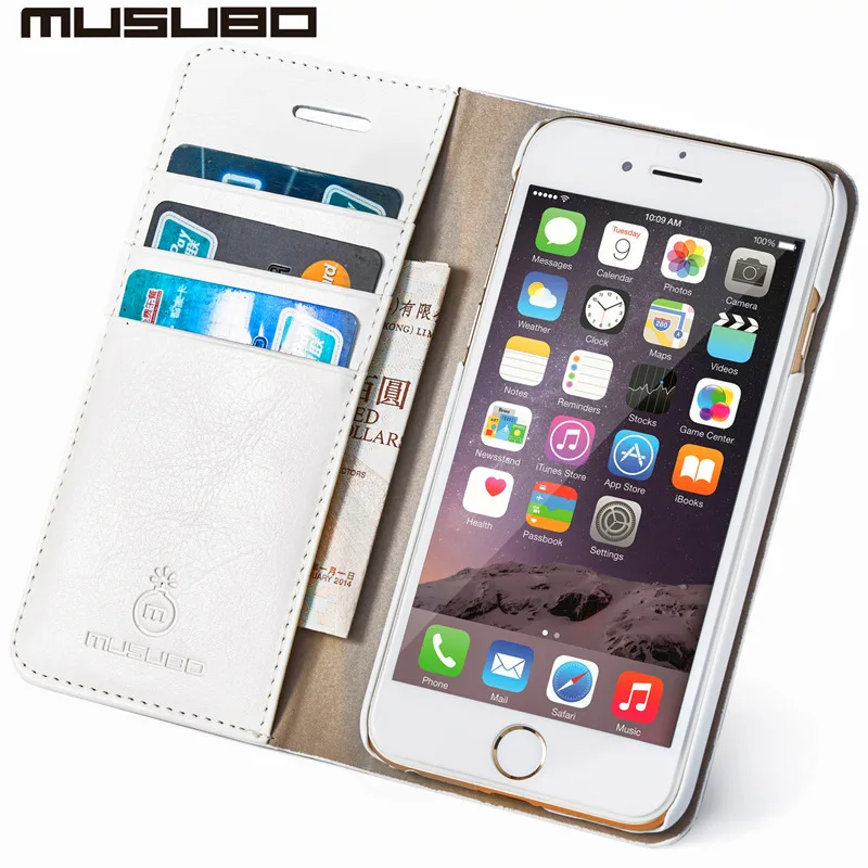 MUSUBO кожа Роскошный чехол для мобильного телефона для iPhone 5S iPhone 5 5S SE чехол на айфон 7 плюс с футляром для карт памяти чехлы на айфон 6 чехол айфон 8 Plus чехол на айфон X iPhone Case Cover Coque Capa - Цвет: Слоновая кость