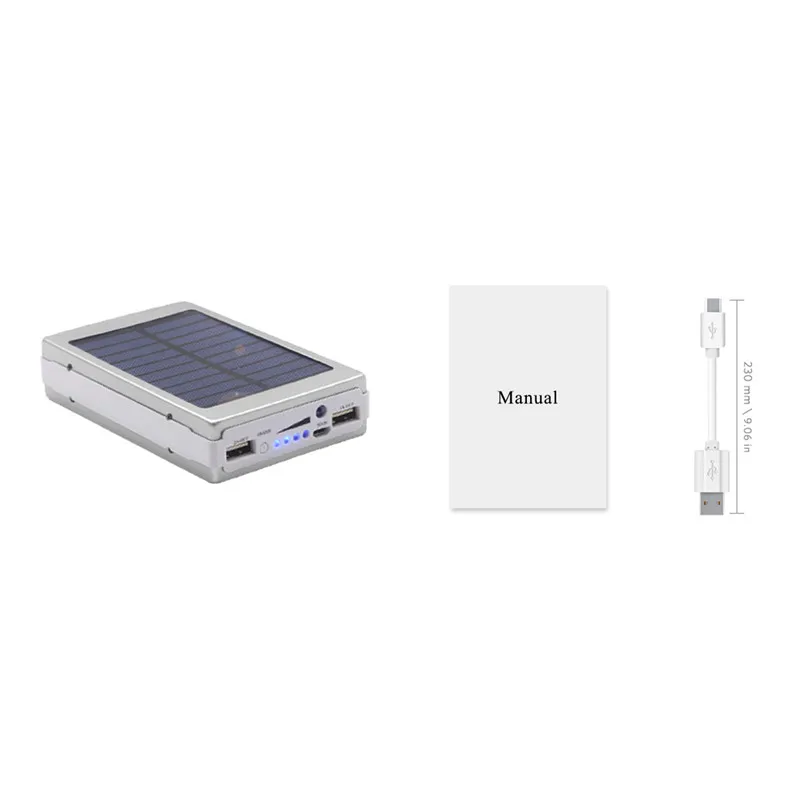 Безопасные товары 20000 мАч Солнечное зарядное устройство power Bank Внешнее зарядное устройство для аккумулятора с 20 шт. светодиодный светильник для смартфонов