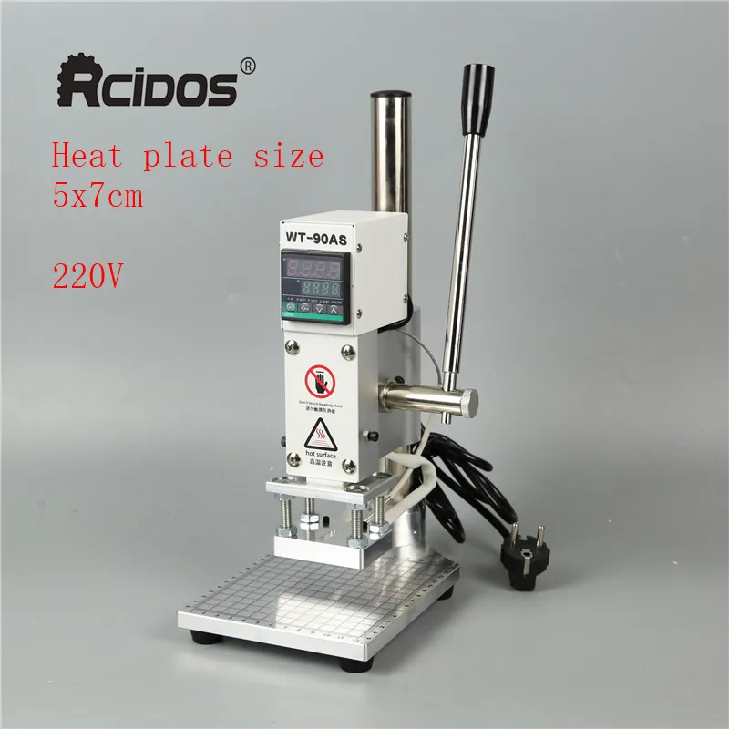 5x7cm 220V Новая линия Метр стол WT-90AS RCIDOS штамповочная машина, кожа бронзирование/биговки машина, машина для горячего тиснения фольгой, 110 В/220 В - Цвет: 5x7cm 220V
