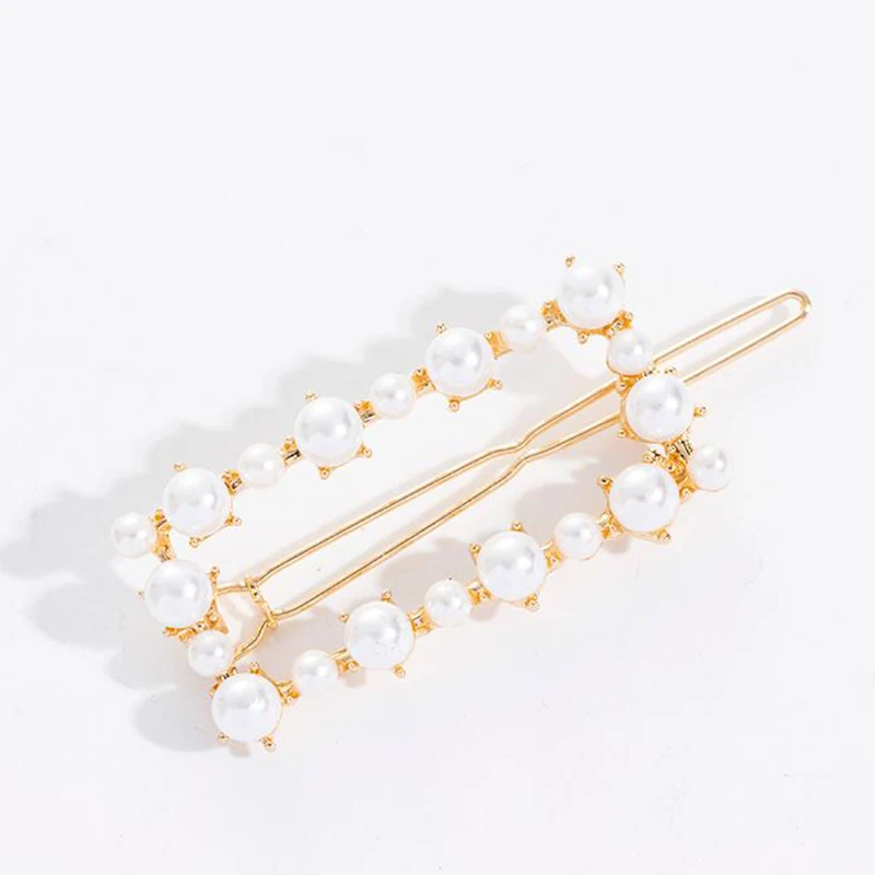 XIYANIKE Women Fashion Hair Accessories Geometric Zinc Alloy Pearl Hairpin Lady Simple Clip Triangle Square Minimalist | Украшения и
