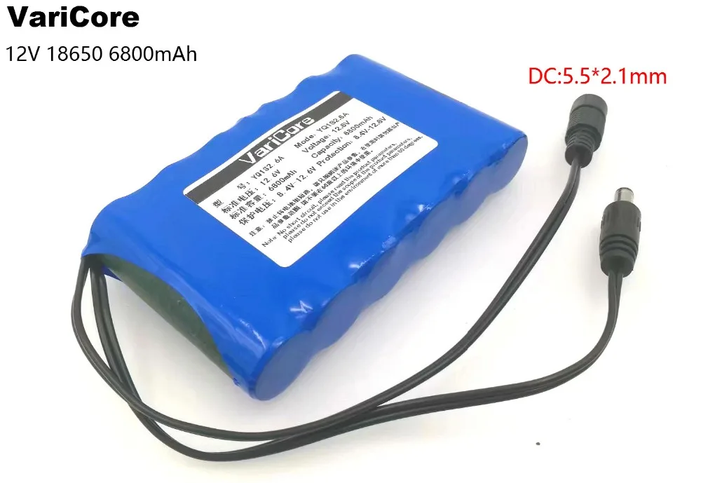 Varicore портативная супер 18650 литий ионная батарея емкостью DC 12V 6800 mAh CCTV Cam Monitor 12 6 V 1A